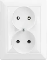 Gniazdo Lizdas Dvigubas kištukinis lizdas 2x2P Pearl, 16A, 250V, PT-5 P, baltas