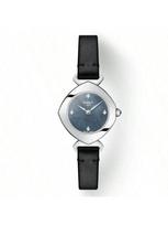 Femini elegant crystal ladies' quartz watch, stylish black leather strap, imitation pearl mother-of-pearl dial, suitable daily T113.109.16.126.00 juoda