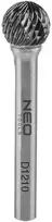Frez HM metalo pjaustytuvas, D tipo (sferinis), 12 x 10 mm, kotas 6 x 45 mm