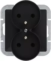 Gniazdo Lizdas Dvigubas kištukinis lizdas 2x2P+Z Pearl, 16A, 250V, PT-6 PR, juodas