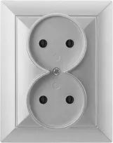 Gniazdo Lizdas Dvigubas kištukinis lizdas 2x2P Pearl, 16A, 250V, PT-5 P, sidabrinis