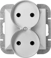 Gniazdo Lizdas Dvigubas kištukinis lizdas 2x2P Pearl, 16A, 250V, PT-5PR, sidabrinis