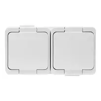 Gniazdo Lizdas Dvigubas lizdas 2x 2P+Z SCHUKO, atsparus vandens purslams, su dangteliu gaminio spalvos, IP44, SMART, baltas