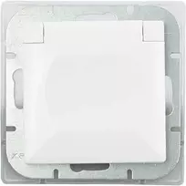 Gniazdo Lizdas Lizdas su 2P+Z apsauga nuo vandens purslų su atvartu, Pearl, 16A, 250V, PT-16PH, baltas