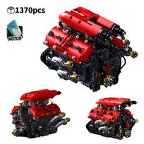 V8 Turbo Engine Model 1370pcs Building Blocks Motorized Mechanical Creative Gift For Adults Kids
