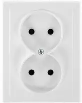Gniazdo Lizdas Dvigubas kištukinis lizdas 2x2P Malta, 16A, 250V, PT-5M, baltas