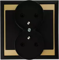 Gniazdo Lizdas Luna dvigubas kištukinis lizdas 2x2P+Z, 16A, 250V, PT-6LR, juodas/auksinis