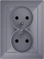 Gniazdo Lizdas Dvigubas kištukinis lizdas 2x2P+Z Pearl, 16A, 250V, PT-6 P, antracito spalvos