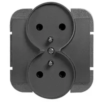 Gniazdo Lizdas Dvigubas kištukinis lizdas 2x2P+Z Onyx, 16A, 250V, PT-6OR, juodas