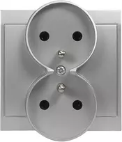 Gniazdo Lizdas Luna dvigubas kištukinis lizdas 2x2P+Z, 16A, 250V, PT-6LR, sidabrinis