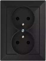 Gniazdo Lizdas Dvigubas kištukinis lizdas 2x2P+Z Pearl, 16A, 250V, PT-6 P, juodas