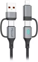 Orno USB-A/C - USB-C/Lightning kabelis Miccell VQ-D145, 240W, 1m, juodas