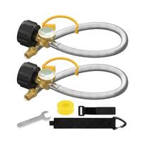 Pack of 2 Propanes Hoses with Pressure Gauge for Interfaces in Camping Ensuring Safety Durability Stainless Construction 1