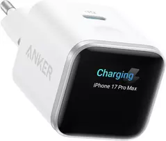 Anker Nano USB-C 45 W kroviklis su ekranu, skirtas iPhone 17/16/15 serijoms