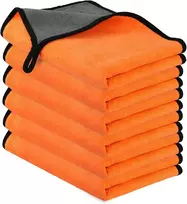 URAQT mikropluošto šluostės automobiliui ir namams, 6 vnt., 40x60 cm, 400g/m², oranžinės