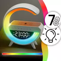 Lampka RGB LED naktinė lemputė „Bluetooth“ indukcinis įkroviklis laikrodis-radijas garsiakalbis