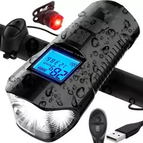 Lampka LED dviračio žibintas, km skaitiklis, spidometras, galinis - s092-1 + galinis žibintas