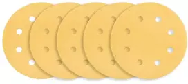 Papier Švitrinis popierius su lipdukais 180 mm, K120, 5 vnt., su 8 skylėmis šlifuokliui 59G263