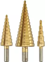 Wiertła Pakopiniai grąžtai: 4-12, 4-20, 4-32 mm, TiN, 3 vnt. rinkinys