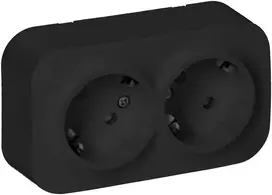 „ToDo“ dvigubas lizdas 2x2P+Z, 16A/230VAC, IP20, Schuko, juodas