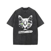 European sizes Men's T-Shirt with Calico Cat Print &  I Can't Even  Slogan - Black & White Streetwear Tee, Summer Round Neck Short Sleeve for Outdoor S juoda