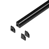 Orno Rinkinys: Komplektas: aliuminio profilis LED juostoms, 2000 x 10 x 10 mm, kampinis, juodas, juodas dangtelis, 4 galiniai dangteliai