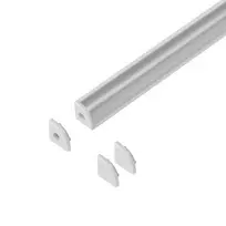 Orno Rinkinys: Komplektas: aliuminio profilis LED juostoms, 2000 x 10 x 10 mm, kampinis, baltas, matinis dangtelis, 4 galiniai dangteliai