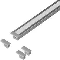 Orno Rinkinys: Komplektas: aliuminio profilis LED juostoms, 2000 x 12,8 x 9 mm, įleidžiamas, sidabrinis, matinis dangtelis, 4 galiniai dangteliai