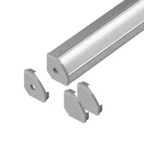 Orno Rinkinys: Komplektas: aliuminio profilis LED juostoms, 2000 x 18 x 18 mm, kampinis, sidabrinis, matinis dangtelis, 4 galiniai dangteliai