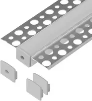 Orno Rinkinys: Komplektas: aliuminio profilis LED juostoms, 2000 x 55 x 13 mm, įleidžiamas, sidabrinis, matinis dangtelis, 4 galiniai dangteliai
