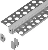 Orno Rinkinys: Komplektas: aliuminio profilis LED juostoms, 2000 x 47,7 x 11,9 mm, įleidžiamas, sidabrinis, matinis dangtelis, 4 galiniai dangteliai