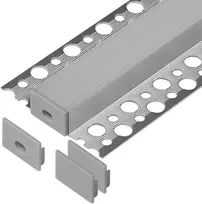 Orno Rinkinys: Komplektas: aliuminio profilis LED juostoms, 2000 x 55,8 x 12,5 mm, paviršinis montavimas, sidabrinis, opalo spalvos dangtelis, 4 galiniai dangteliai