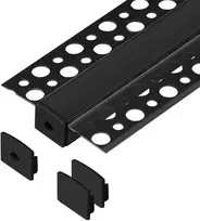 Orno Rinkinys: Komplektas: aliuminio profilis LED juostoms, 2000 x 55 x 13 mm, įleidžiamas, juodas, juodas dangtelis, 4 galiniai dangteliai