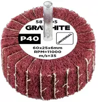 Graphite Ściernica Plokštelinis šlifavimo diskas su abrazyvine vilna, kotas 60 x 25 x 6 mm, P40