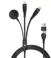 CONNECT IT Wirez 6in1 įkrovimo laidas, USB-C/USB, „Lightning“, belaidis laikrodžio įkroviklis, 1,25 m, juodas
