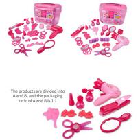 Children Barber Toys Set Simulation Make-up Box Hair Dryer Beauty Salon Children Cosplay Dress Up Toys Best Birthday Gifts