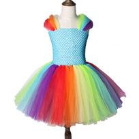 Rainbow Unicorn Pony Tutu Dress: Kids' Puffy Mesh Skirt for Girls - Perfect for Christmas and Halloween. 8-9 Years gėlės