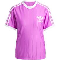„Adidas Originals Adicolor“ 3 juostelių dryžuoti marškinėliai su spalvotu logotipu, patogūs, paprasti dryžuoti apvalia kaklo iškirpte, trumpomis rankovėmis, IY7225 S purple
