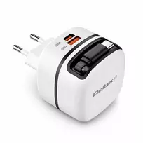 Qoltec Įkroviklis jungiama į tinklą GaN Super Fast 65W | USB-C PD PPS | 5-20V | 3-3.25A | Nešiojamas kompiuteris | MacBook | Išmanusis telefonas | wysuwany kabelis