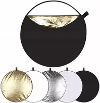 RTO Fotoatšvaitas auksinė sidabrinė 5in1 sulankstomas 60 cm apvalus nuotraukoms