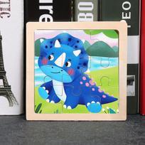 New 9piece Wooden 3d Puzzle Cartoon Animal Vehicle Intelligence Jigsaw Puzzle Game Montessori Educational Toys for Children