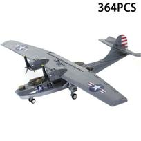 WW2 Military PBY Catalina Fighter Aircraft Water Plane Soldier Building Blocks Sets Airplane Model Dolls Brick Kids Toys Gifts