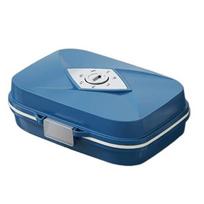 Pill Box with 7 Compartments Double Layer Design Moisture-Proof Buckle And Sliding Time Marker Organizer for Travel mėlyna