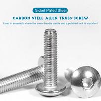 Hexagon Round Truss Head Screws Nickely Plated Carbon Steel M4 M5 M6 Hex Mushroom Socket Button Head Screw ISO7380 for Machines M4x6mm 20pcs