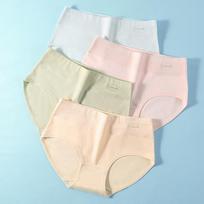Soft Cotton Mid-rise Women's Underwear Four Pack Featuring Elegant Print Designs Elegant Skin Green,L