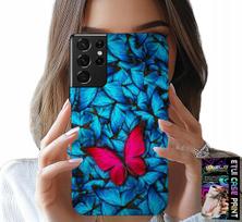 Etui Do Samsung Galaxy S21 Ultra - Niebieskie Motylki, Motyl, Kobiece Wzory