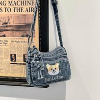 Vintage Washed Denim Crossbody Bag Shoulder Bag