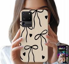 Etui Do Samsung Galaxy S20 Ultra - Beżowe Kokardki Wstążka Modne Wzory