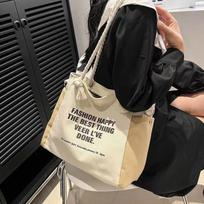 Women Canvas Tote Bag Large Capacity Shoulder Crossbody Bag Casual Letter Print Handbag Rope Handle Shopping Travel Tote