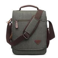 Men's Waterproof Canvas Crossbody Bag - Retro Briefcase with Shoulder Strap and Wear-resistant Design for Casual or Business Use. 26*9*32CM alyvuogių žalios spalvos